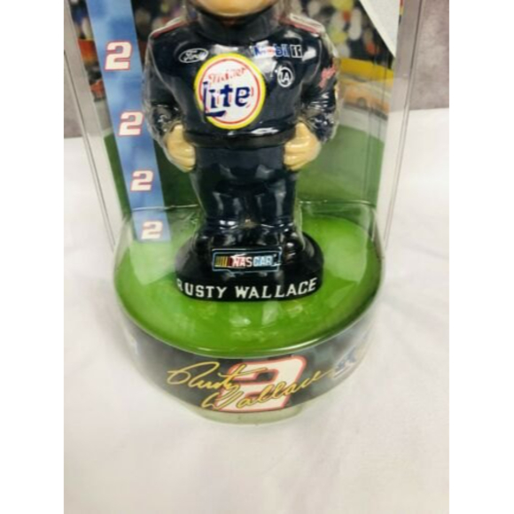 RUSTY WALLACE BOBBLE DOBBLES NASCAR MILLER LITE BOBBLEHEAD NEW SEALED 8" - Picture 4 of 9